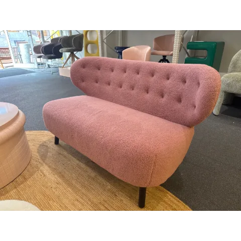 Bankje in teddy stof roze en crème